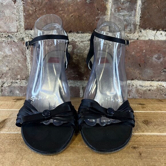 Coach Strappy Heeled Sandals Open Toe Black Fabric Size 9.5 - Picture 2 of 12